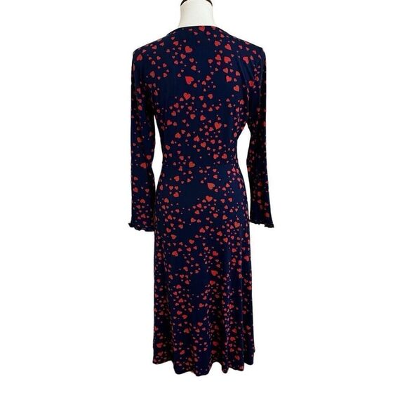 Draper James Scattered Hearts Wrap Dress Nassau Navy Size Medium NEW - Picture 2 of 6